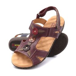 Sandália Feminina Confortável Natural Bordo - FIS0... - ISTTONY SHOES