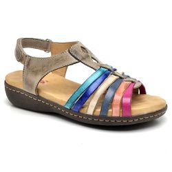 Sandalia Feminina Confortavel De Couro Cinza - FIS... - ISTTONY SHOES