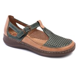 Sapatilha Feminina De Couro Modelo Boneca Verde/Ca... - ISTTONY SHOES