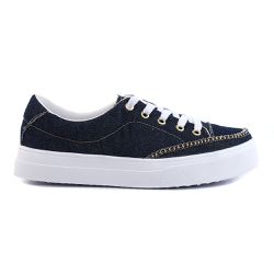 Sapatênis Casual Feminino Rasteiro Cor Jeans Mod. ... - Izabela Araújo Calçados