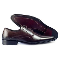 Sapato Derby Café Social Masculino Solado De Couro... - J Calçados