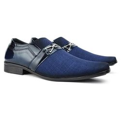 Sapato Social Masculino Azul Marinho Verniz Lona 1... - J Calçados