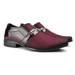 Sapato Social Masculino Vinho Lona Verniz 104 - J Calçados