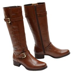 Bota Montaria Feminina Couro Cano Alto Brandy 2422 - J Calçados