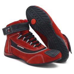 Tênis Motociclista Couro Protetor Marcha Vermelho ... - J Calçados