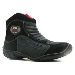 Bota De Motoqueiro De Couro Legítimo Nobuck Preto ... - J Calçados