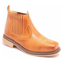 Botina Amarela Masculina Bico Quadrado - Tan 0202 - J Calçados