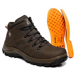 Bota Adventure Em Couro Fóssil Com Alto Relevo Caf... - J Calçados