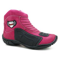 Bota De Motoqueiro De Couro Legítimo Nobuck Pink 2... - J Calçados