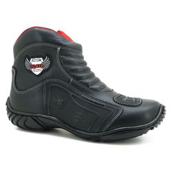 Bota De Motoqueiro De Couro Legítimo Preta 283 - J Calçados