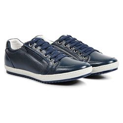 Sapatênis Com Zíper Lateral Masculino Azul Marinho... - J Calçados