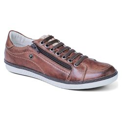 Sapatênis Com Zíper Lateral Masculino Marrom - Bro... - J Calçados