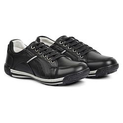 Sapatênis De Couro Masculino Preto 3002 - J Calçados