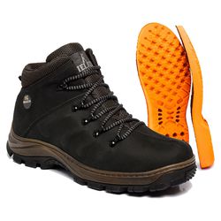 Bota Adventure Com Alto Relevo Em Couro Fóssil Pre... - J Calçados