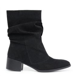 Bota Feminina Slouch Camurça Cano Médio Salto Bloc... - JECY SHOES