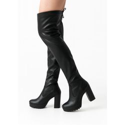 Bota Feminina Salto Curto Over The Knee Cano Alto ... - JECY SHOES