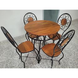 Conjunto 1 Mesa 70cm + 4 Cadeiras de Jantar Joanin... - JLARTESANATO