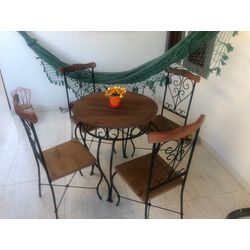 Conjunto 1 Mesa 70cm + 4 Cadeiras de Jantar Arabes... - JLARTESANATO