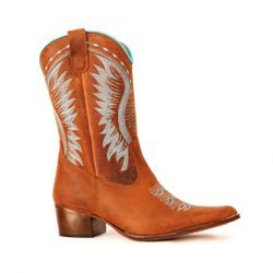 Bota Texana Feminina Cano Médio Couro Legítimo Bov... - JM Country