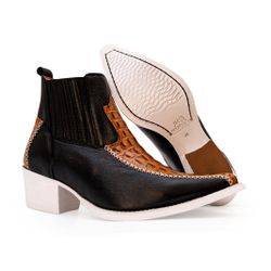 Botina Country Masculina Bico Fino Couro Bovino Le... - JM Country
