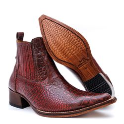 Botina Country Masculina Bico Fino Couro Bovino Le... - JM Country