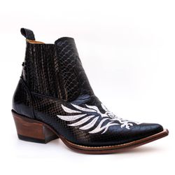 Botina Country Masculina Bico Fino Couro Bovino Le... - JM Country