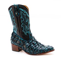 Bota Exótica Cano Médio Feminina Couro Legítimo Pi... - JM Country