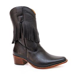 Bota Country Feminina de Franja Cano Médio Couro F... - JM Country
