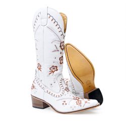Bota Texana Feminina Cano Médio Couro Floater Bran... - JM Country