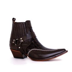 Botina Country Masculina Bico Fino Couro Bovino Le... - JM Country