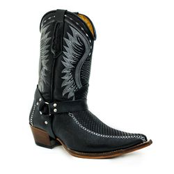 Bota Texana Masculina Bico Fino Couro Bovino Legít... - JM Country