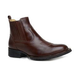 Bota Masculina Cano Curto Bico Redondo Couro Lateg... - JM Country