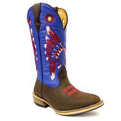 Bota Texana Masculina Couro Legítimo Mustang Café ... - JM Country