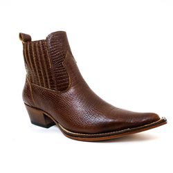 Botina Country Masculina Bico Fino Couro Bovino Le... - JM Country
