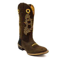 Bota Texana Masculina Couro Legítimo Mustang Café ... - JM Country