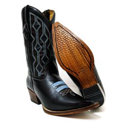 Bota Texana Masculina Bico Fino Couro Bovino Legít... - JM Country