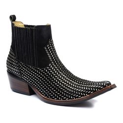 Botina Bico Fino Masculina Couro Bovino Legítimo N... - JM Country