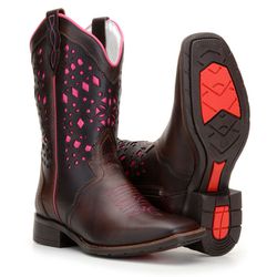  Bota Texana Feminina Bico Quadrado Laser Espelhad... - JM Country