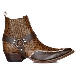 Botina Country Masculina Bico Fino Couro Anaconda ... - JM Country