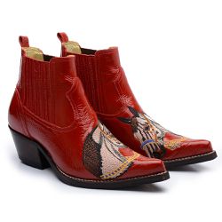 Botina Country Masculina Bico Fino Couro Bovino Le... - JM Country