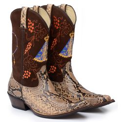 Bota Texana Masculina Bico Fino Couro Exótico Pith... - JM Country