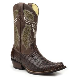 Bota Texana Masculina Bico Fino Couro Exótico Jaca... - JM Country