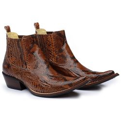 Botina Exótica Country Masculina Bico Fino Couro P... - JM Country