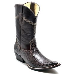 Bota Texana Masculina Bico Fino Couro Dubai Café e... - JM Country