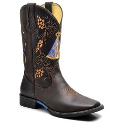 Bota Texana Masculina Bico Quadrado Couro Nobuck C... - JM Country