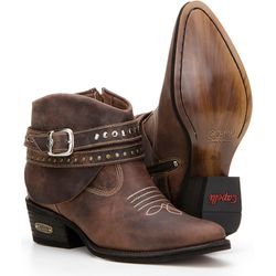 Bota Country Feminina Cano Curto Com Fivelas Couro... - JM Country