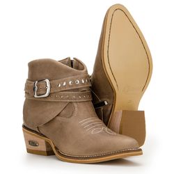 Bota Country Feminina Cano Curto Com Fivelas Couro... - JM Country