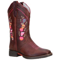 Bota Texana Feminina Bico Quadrado Couro Havana Bo... - JM Country