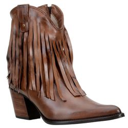 Bota Country Feminina de Franja Cano Curto Couro P... - JM Country