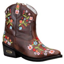 Bota Country Feminina Cano Curto Couro Café Bordad... - JM Country